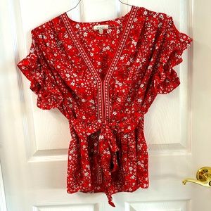 Super cute red and white blouse